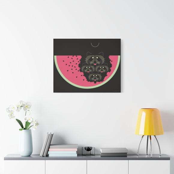 Watermelon Moon Charley Harper Unframed Giclee on Matte Stretched Canvas