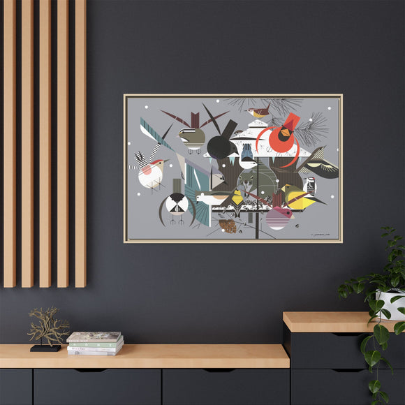 Winter Charley Harper Framed Giclee Print Stretched On Canvas
