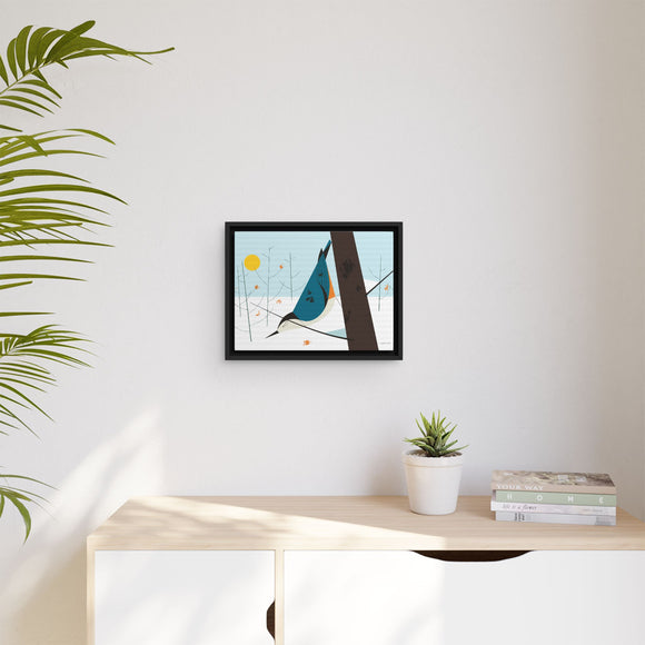 White-Breasted Nuthatch Charley Harper Giclee on Matte Stretched Canvas