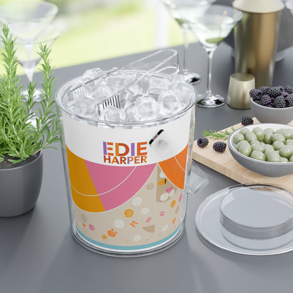 Edie Harper Sandpeeper Acrylic Ice Bucket with Tongs