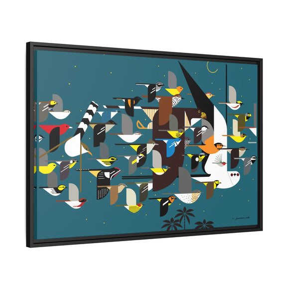 Charley Harper Mystery Of The Missing Migrants Framed Giclee On Canvas Wall  Art