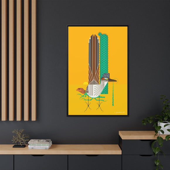 Tall Tail Charley Harper  Framed Giclee on Stretched Canvas Wall Art Southwest Mid-Century Modern Art