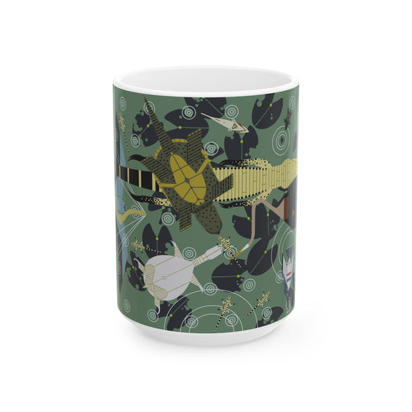 Charley Harper Florida Everglades Ceramic Mug — Underwater Wildlife Art 15oz