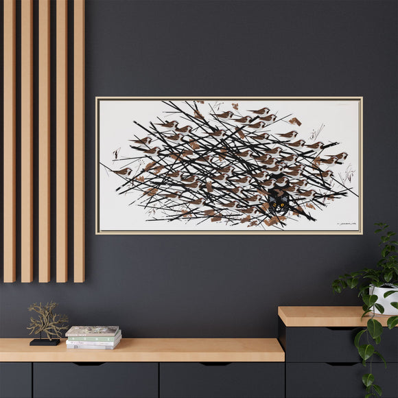 His Eyes Are On The Sparrow Charley Harper Framed Giclee Print Stretched on Canvas