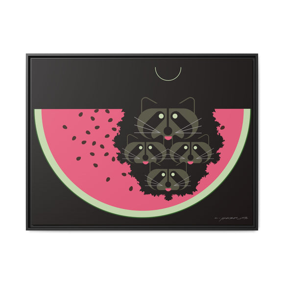 Watermelon Moon Charley Harper Framed Giclee Print on Matte Canvas