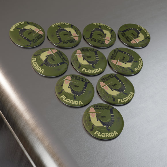 EVERGLADES Button Magnet, Round (1 & 10 pcs)