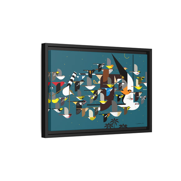 Charley Harper Mystery Of The Missing Migrants Framed Giclee On Canvas Wall  Art