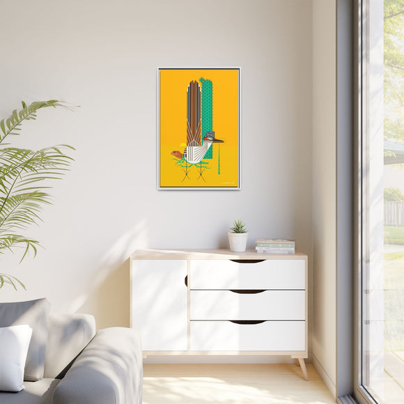 Tall Tail Charley Harper  Framed Giclee on Stretched Canvas Wall Art Southwest Mid-Century Modern Art