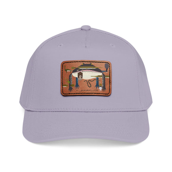 Everglades Mid Profile Baseball Cap with Leather Patch (Rectangle)