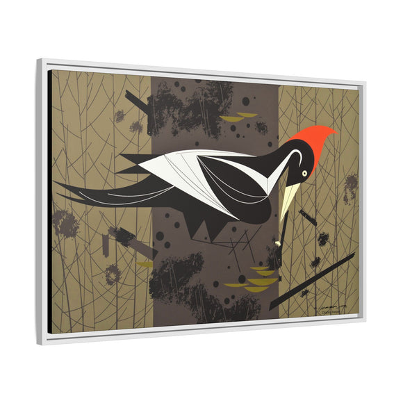 Ivory Billed Woodpecker Charley Harper Framed Giclee Print on Stretched on Canvas