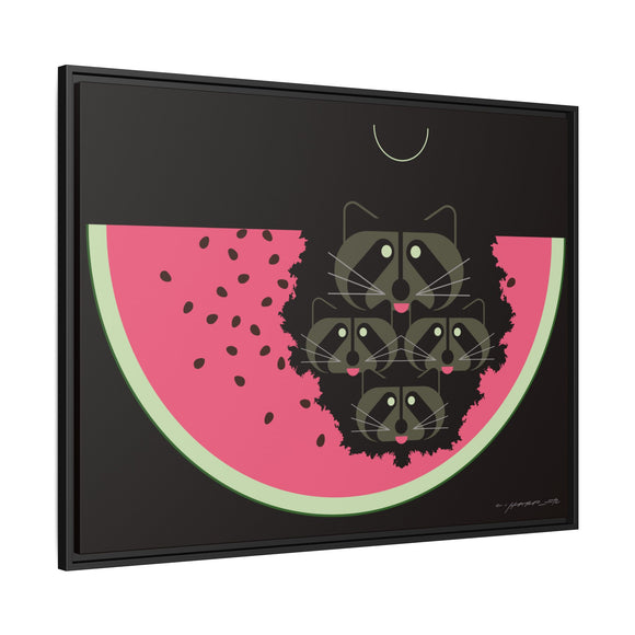 Watermelon Moon Charley Harper Framed Giclee Print on Matte Canvas