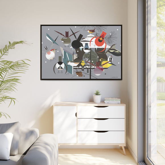 Winter Charley Harper Framed Giclee Print Stretched On Canvas