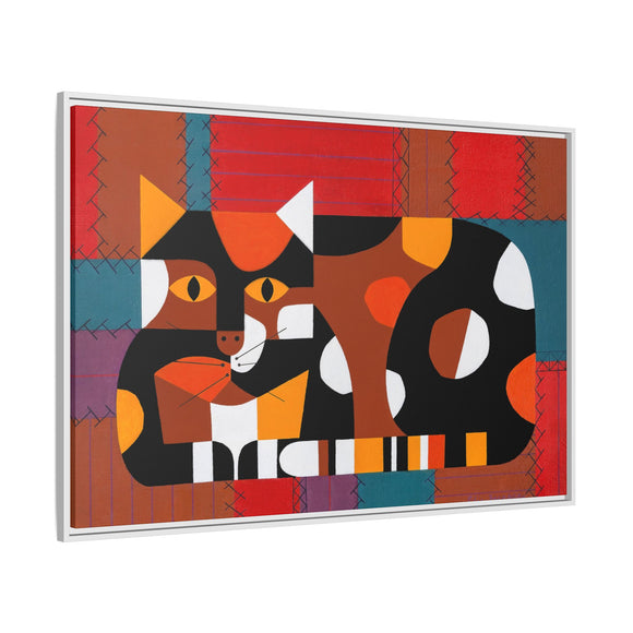 Edie Harper Crazy Cat Crazy Quilt Framed Giclee On Stretched Canvas Print