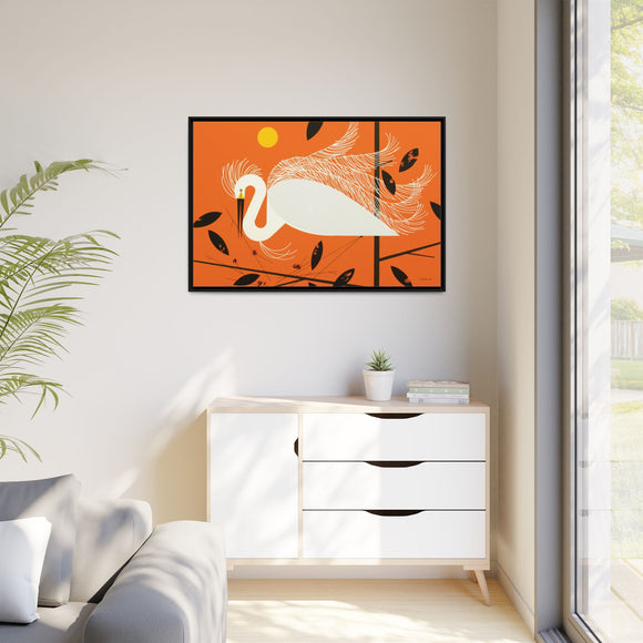 Snowy Egret Charley Harper Framed Giclee Print on Stretched Canvas