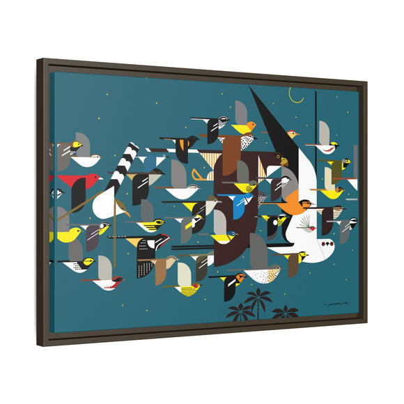 Charley Harper Mystery Of The Missing Migrants Framed Giclee On Canvas Wall  Art