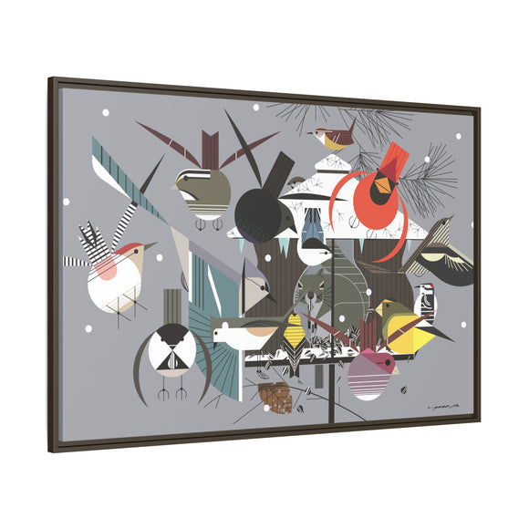 Winter Charley Harper Framed Giclee Print Stretched On Canvas