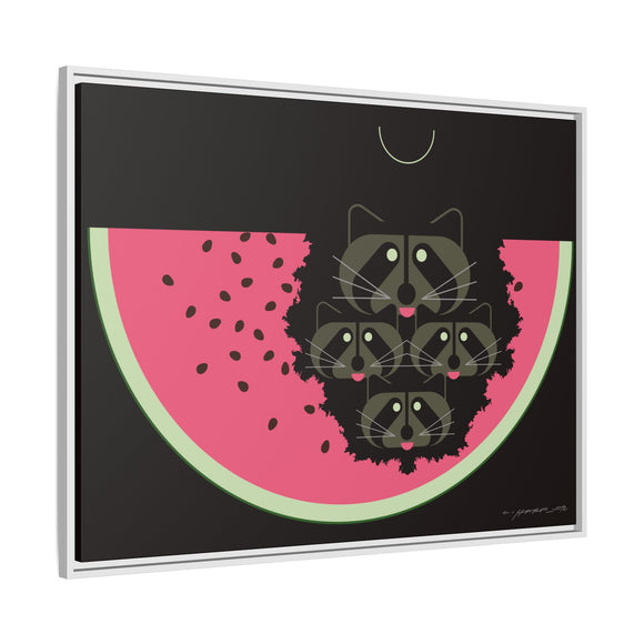 Watermelon Moon Charley Harper Framed Giclee Print on Matte Canvas