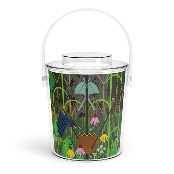 Charley Harper The Edge Lynx Prairie Acrylic Ice Bucket with Tongs