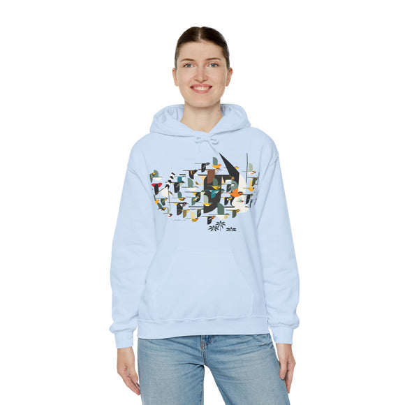 Charley Harper Mystery Of The Missing Migrants Unisex Heavy Blend™ Hooded Sweatshirt