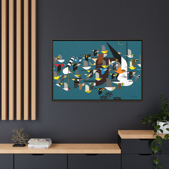 Charley Harper Mystery Of The Missing Migrants Framed Giclee On Canvas Wall  Art