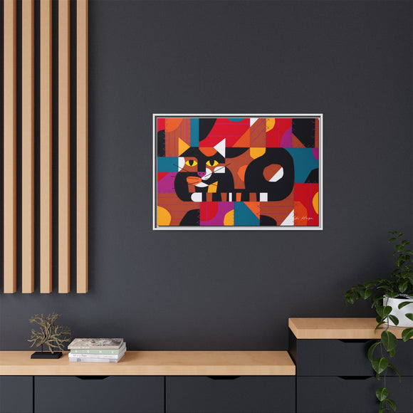 Crazy Cat Crazy Quilt Edie Harper Framed Giclee Print Stretched On Canvas