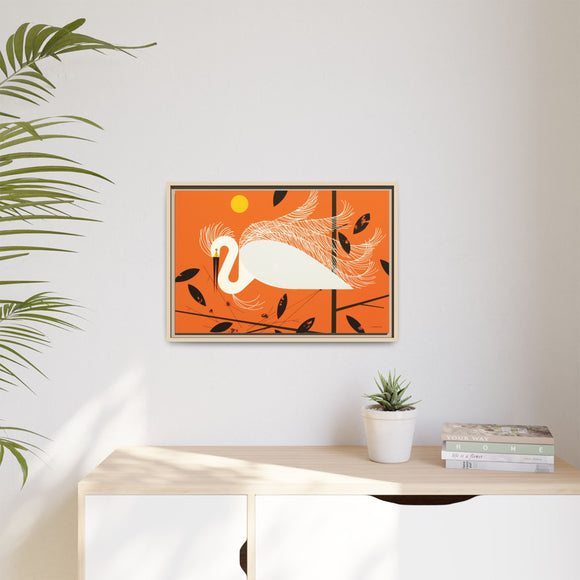 Snowy Egret Charley Harper Framed Giclee Print on Stretched Canvas