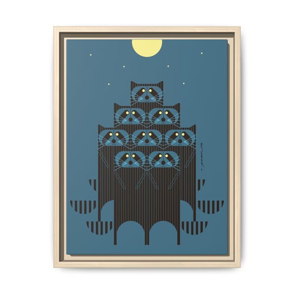 Raccpack Charley Harper Framed Giclee Print on Stretched Canvas