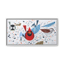 Charley Harper Birdfeeders Framed Giclee Stretched on Canvas Print Wall Art-Minimal Realism Style Wildlife With Cardinals & Blue Jays-8