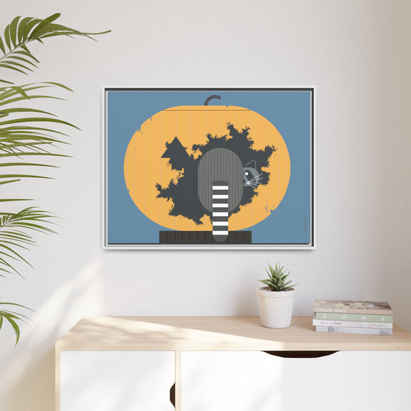 Racc-O-Lantern Charley Harper Framed Giclee Print Stretched On Canvas