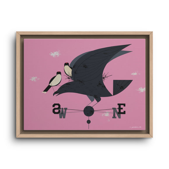 Eastern Kingbird Charley Harper Giclee on Matte Stretched Canvas