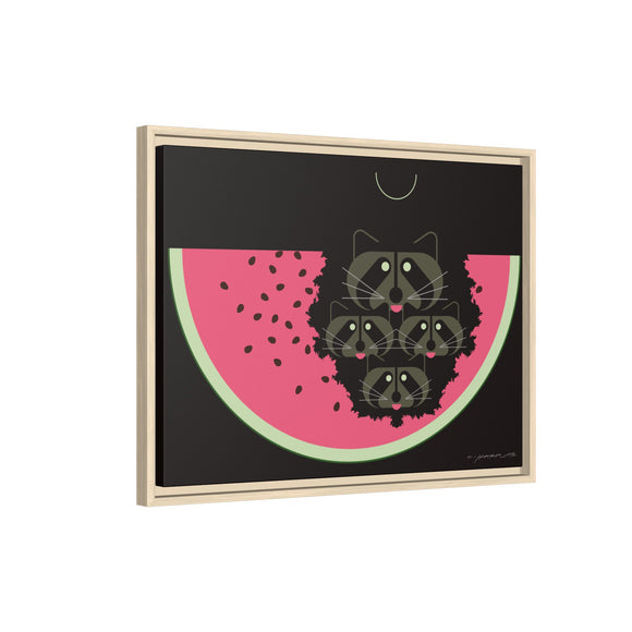 Watermelon Moon Charley Harper Framed Giclee Print on Matte Canvas