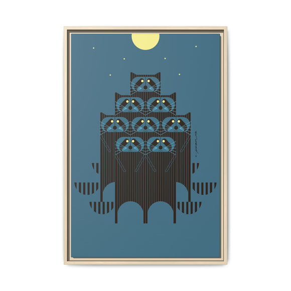Raccpack Charley Harper Framed Giclee Print on Stretched Canvas