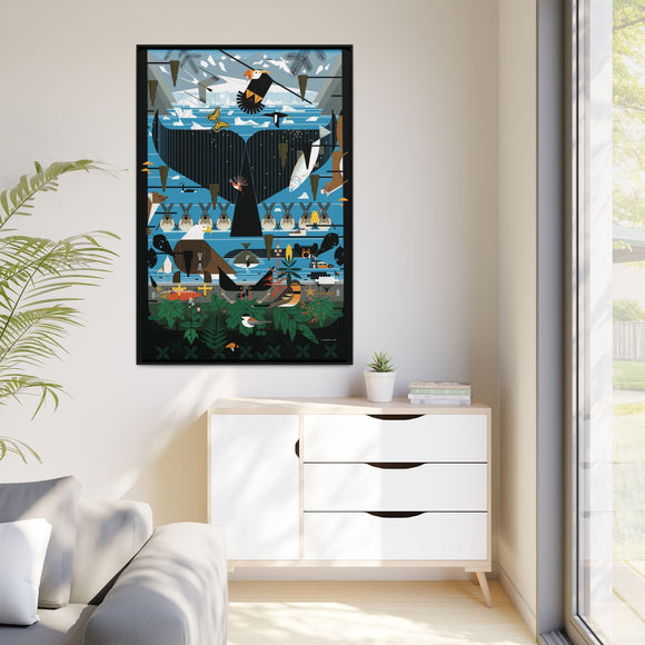 Glacier Bay Charley Harper Framed Giclee Print Stretched On Canvas