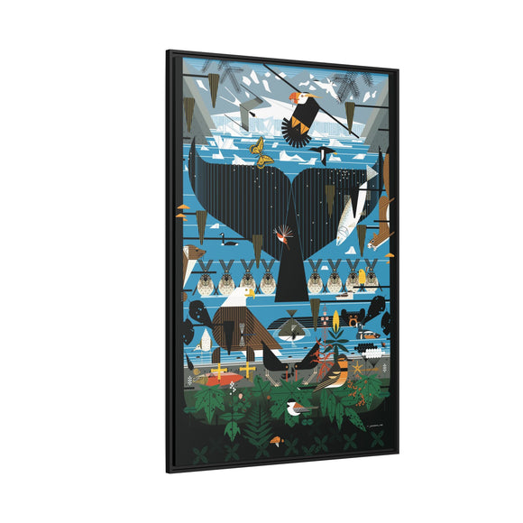 Glacier Bay Charley Harper Framed Giclee Print Stretched On Canvas