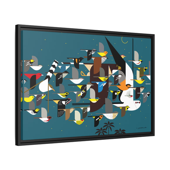 Charley Harper Mystery Of The Missing Migrants Framed Giclee On Canvas Wall  Art