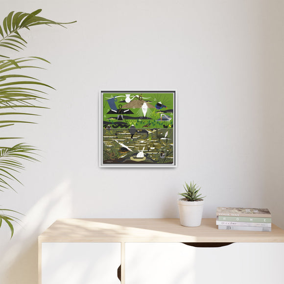 Charley Harper Florida Everglades Wall Art – Mid-Century Modern Geometric Bird Canvas with Minimal Wildlife Accents
