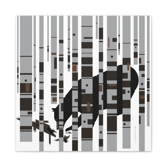 Bear in the Birches Charley Harper Giclee on Stretched Canvas