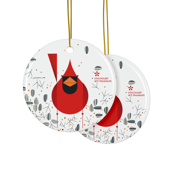 CAM BRANDED Charley Harper  Cardinal Close Up Ceramic Adornment