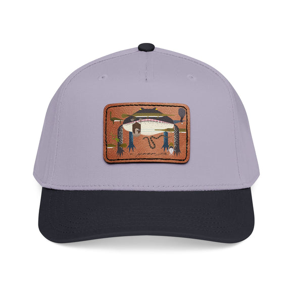 Everglades Mid Profile Baseball Cap with Leather Patch (Rectangle)