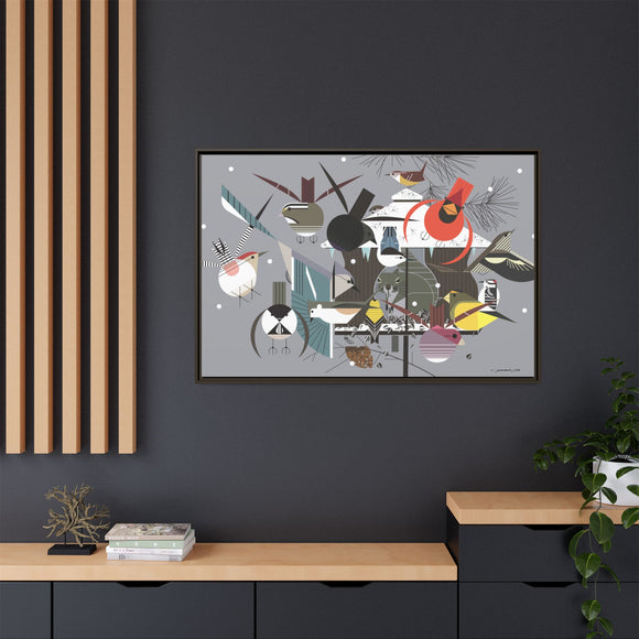 Winter Charley Harper Framed Giclee Print Stretched On Canvas