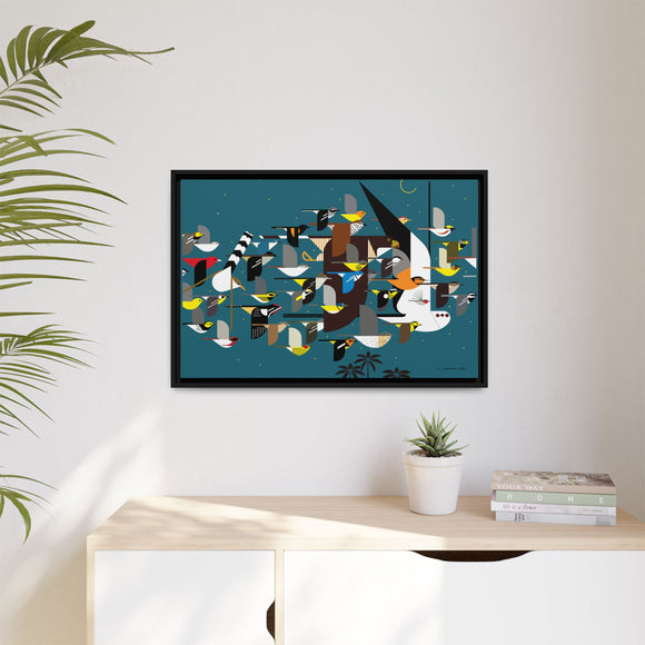 Charley Harper Mystery Of The Missing Migrants Framed Giclee On Canvas Wall  Art