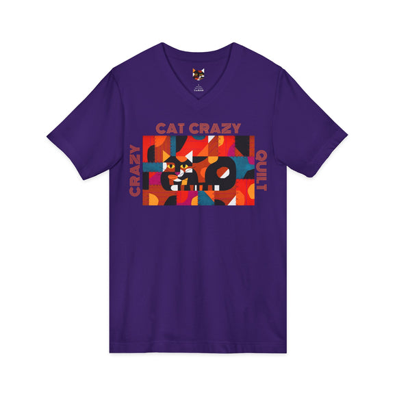 Edie Harper Crazy Cat Crazy Quilt Unisex Jersey Short Sleeve V-Neck Tee