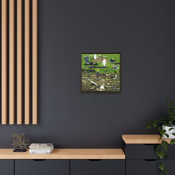 Charley Harper Florida Everglades Wall Art – Mid-Century Modern Geometric Bird Canvas with Minimal Wildlife Accents