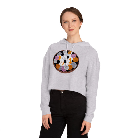 Edie Harper Kitten ’n Knittin’ Cropped Hoodie Hooded Sweatshirt
