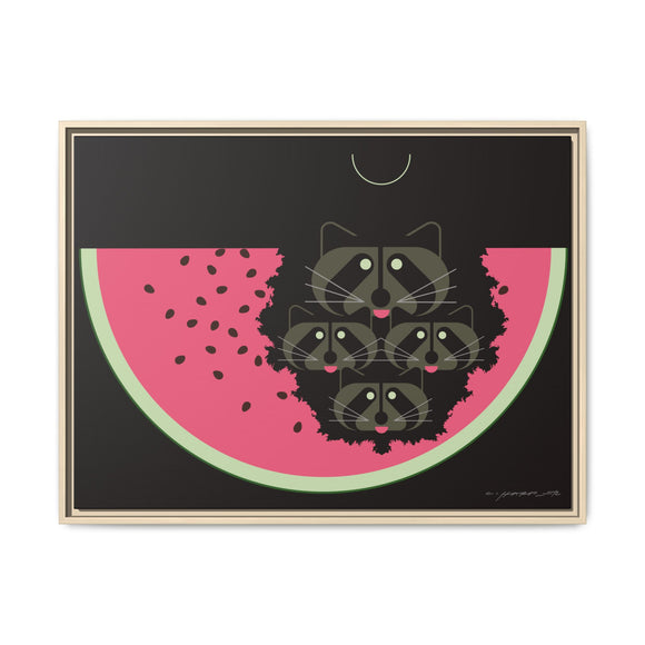 Watermelon Moon Charley Harper Framed Giclee Print on Matte Canvas
