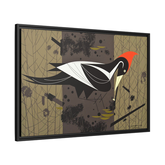 Ivory Billed Woodpecker Charley Harper Framed Giclee Print on Stretched on Canvas