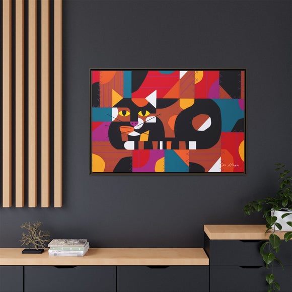 Crazy Cat Crazy Quilt Edie Harper Framed Giclee Print Stretched On Canvas