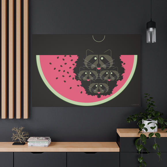 Watermelon Moon Charley Harper Unframed Giclee on Matte Stretched Canvas