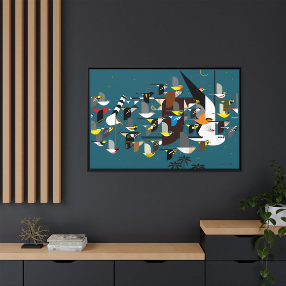 Charley Harper Mystery Of The Missing Migrants Framed Giclee On Canvas Wall  Art
