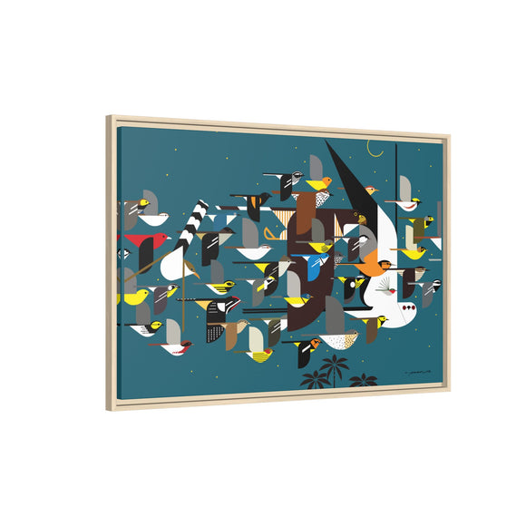 Charley Harper Mystery Of The Missing Migrants Framed Giclee On Canvas Wall  Art